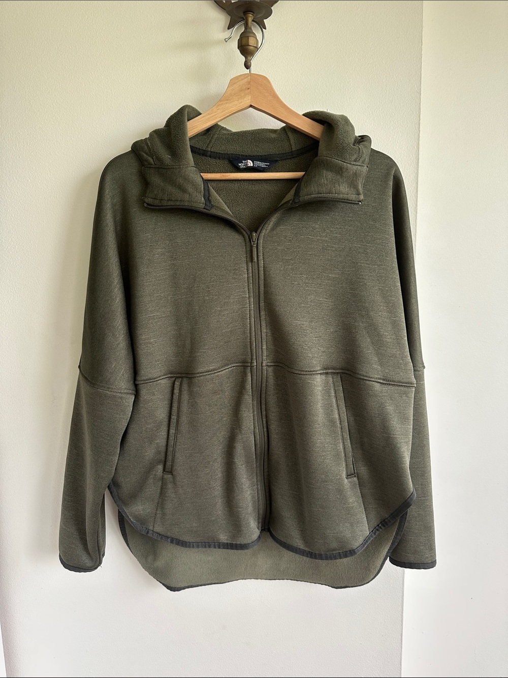 The North Face Olive Green Full-Zip Hooded Fleece Jacket